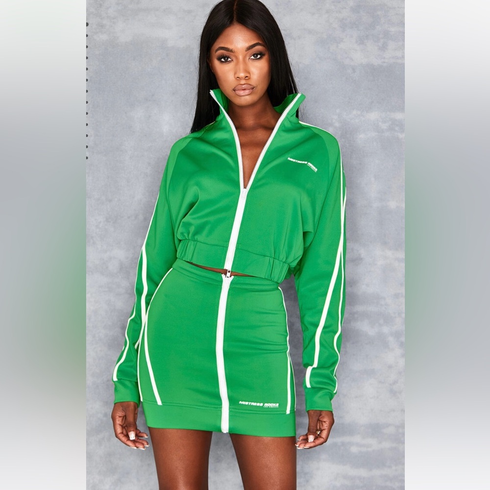 Mistress Rocks “Home Stretch” green sports mini skirt